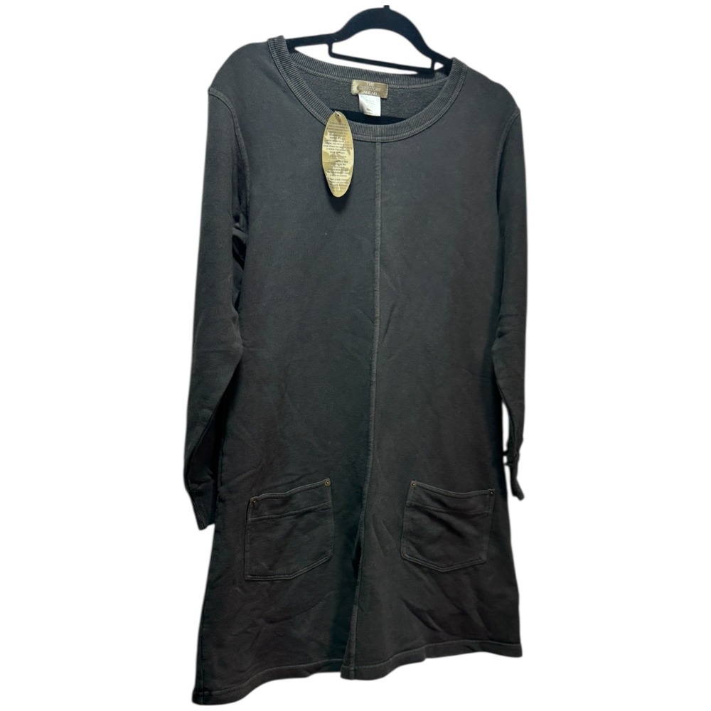 The Territory Ahead Women Small Gray Cotton Sweatshirt‎ Dress Crew Neck Pockets